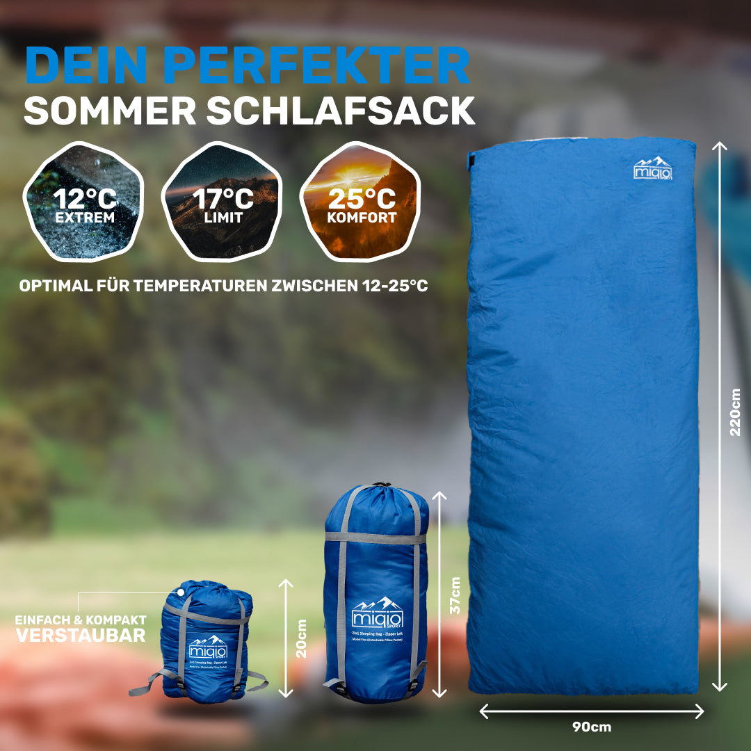 MIQIO® 2in1 Großer XL Sommer Schlafsack