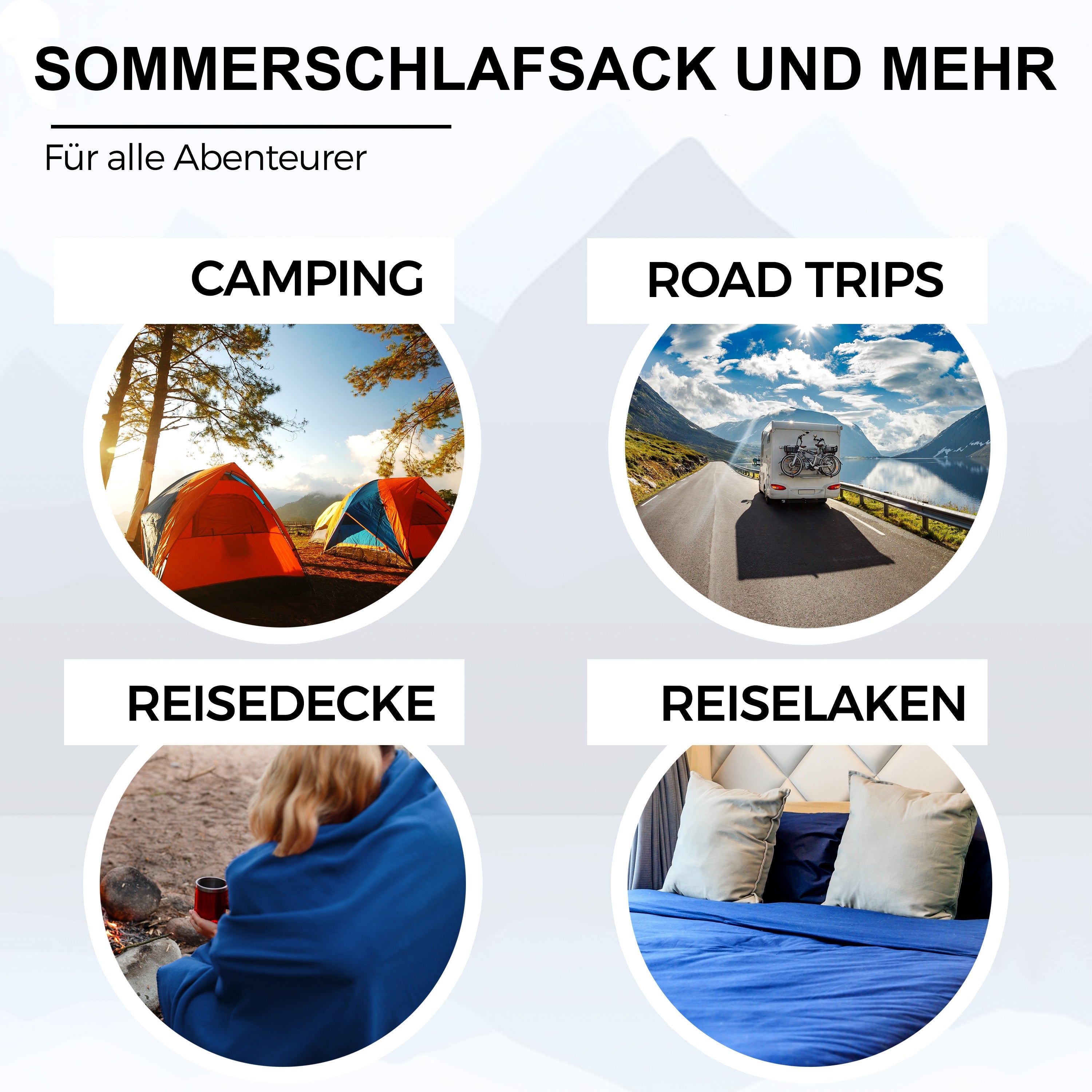 MIQIO® 2in1 Großer XL Sommer Schlafsack mit abtrennbarer Kissenhülle