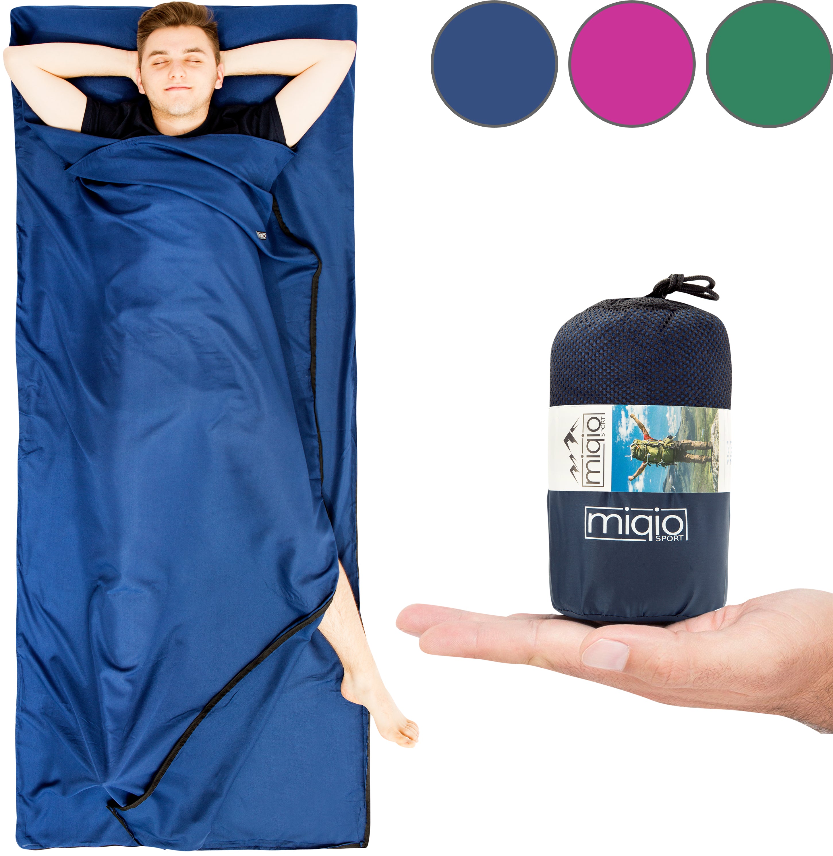 mikrofaser schlafsack MIQIO 2in1 Hüttenschlafsack aus Mikrofaser