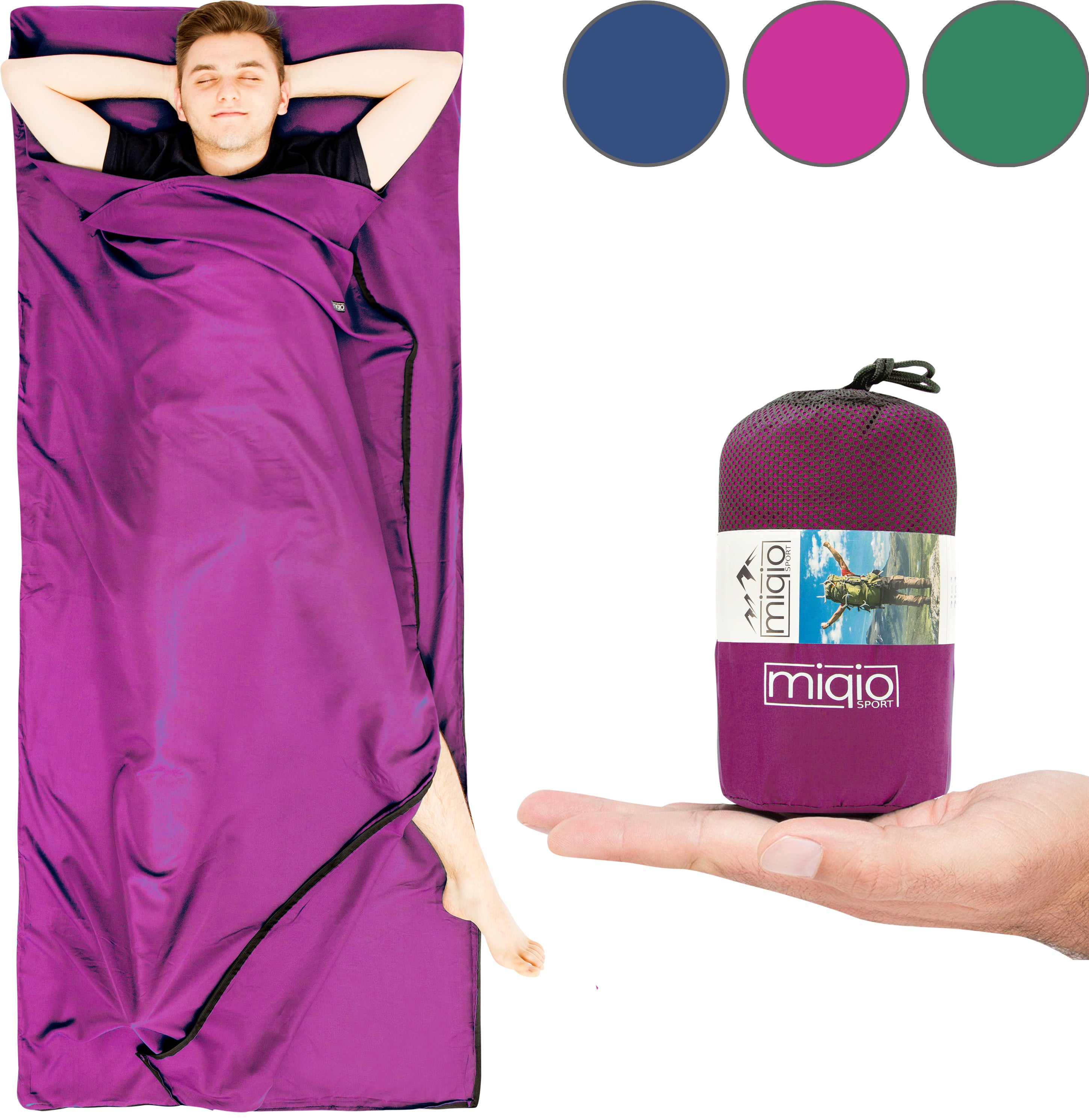 MIQIO 2in1 Hüttenschlafsack aus Mikrofaser