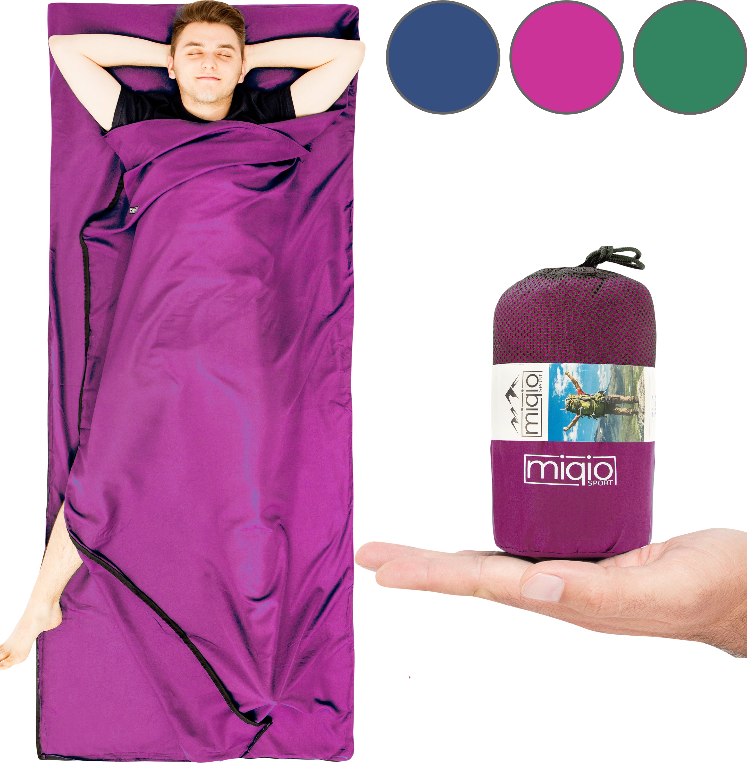 MIQIO 2in1 Hüttenschlafsack aus Mikrofaser