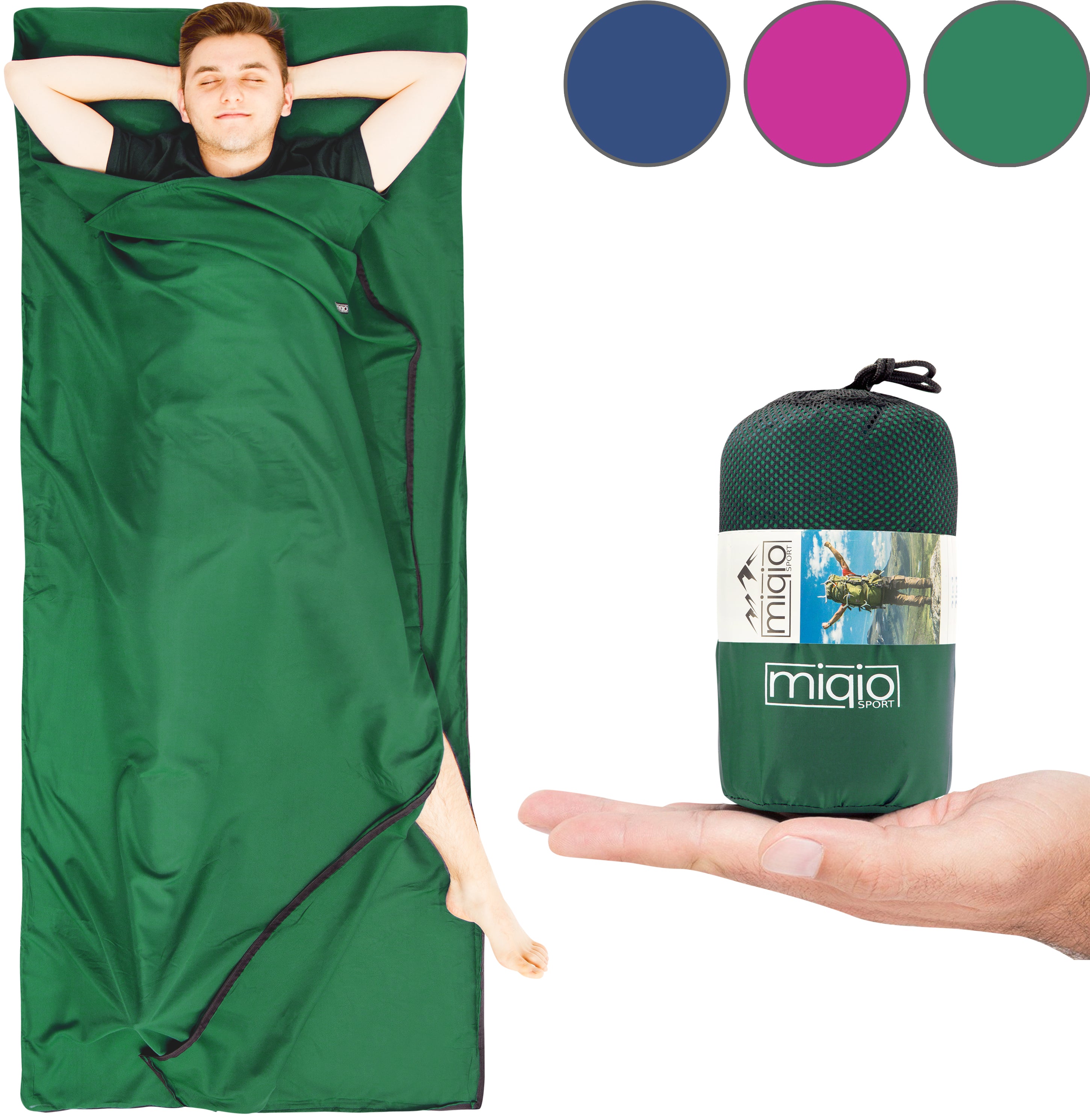 MIQIO 2in1 Hüttenschlafsack aus Mikrofaser